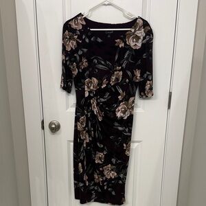 Connected Apparel Black Floral Midi Dress
